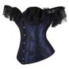 Corset Tops Bustier for Women with Sleeves Off The Shoulder Lace Floral Plus Size Costumes Blue 2XL view 3