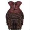 Jutrisujo Corset Dress Women Top Skirt Set Bustier Lace Floral Plus Size Costume Burlesque Halloween Brown 2XL view 1