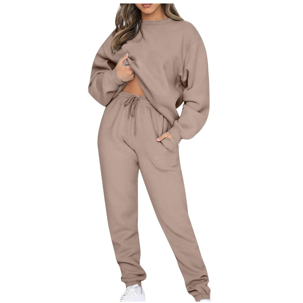 HGps8w Women's Two Piece Outfits Sweatsuit Long Sleeve Sweatshirt and Sweatpants Workout Athletic Tracksuits Loungewear