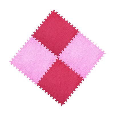 KOMBIUDA 4pc Interlocking Eva Yoga Mat Non- Floor Mats for Boys and Girls Play and Adult Exercise Easy to Clean Rose Red for Home Gym and Fitness Activities