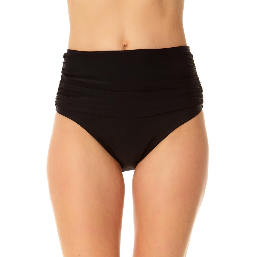 Coppersuit Women's Standard Tummy Control Ruched Swim Bottom, Black
