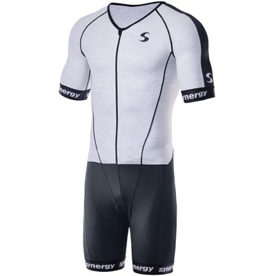 Synergy Cycling Skinsuit - Men's Pro Short Sleeve Tri Suit (Hatch White, Small)