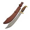 SANZ Damascus 19" Steel Sea Marauder Pirate Sword Full Tang Hunting Machete Sword with Wood Handle, Brass Guard & Pommel & Leather Scabbard for Outdoor, Cosplay, and Collection view 1