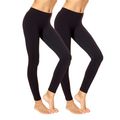 No Nonsense Women's Cotton Legging, New Black/Black - 2 Pair Pack, X-Large