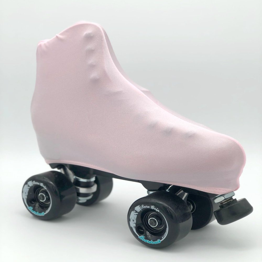 Uniq Skates Skating Boot Covers - Protective and Stylish Spandex Protection for Roller or Ice Skate Boots (Light Pink)