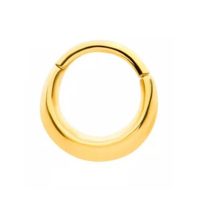 16GA 316L Stainless Steel Polished Domed Thick Hoop Hinged Segment Ring (Gold Tone)