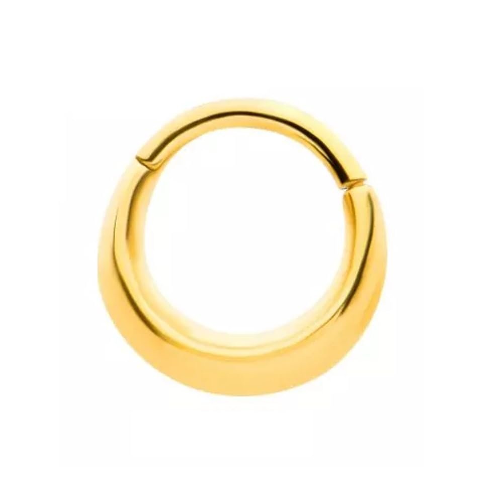 16GA 316L Stainless Steel Polished Domed Thick Hoop Hinged Segment Ring (Gold Tone)