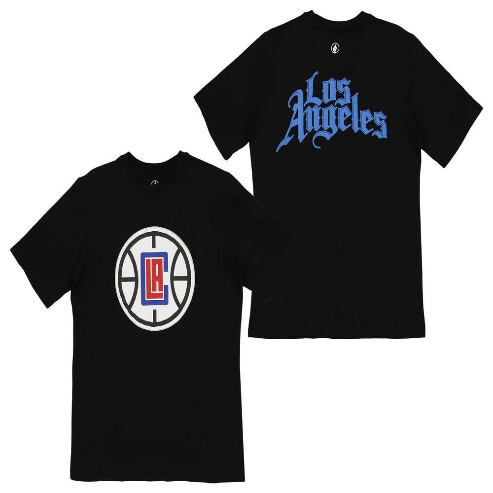 FISLL Men's NBA Team Color, Name and Logo Premium Short Sleeve T-Shirt, Los Angeles Clippers, Large
