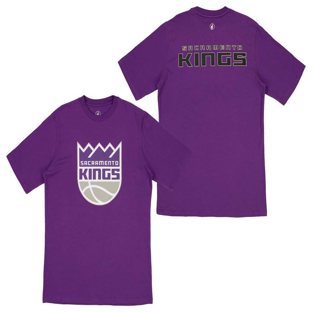 FISLL Men's NBA Team Color, Name and Logo Premium Short Sleeve T-Shirt, Sacramento Kings, X-Large