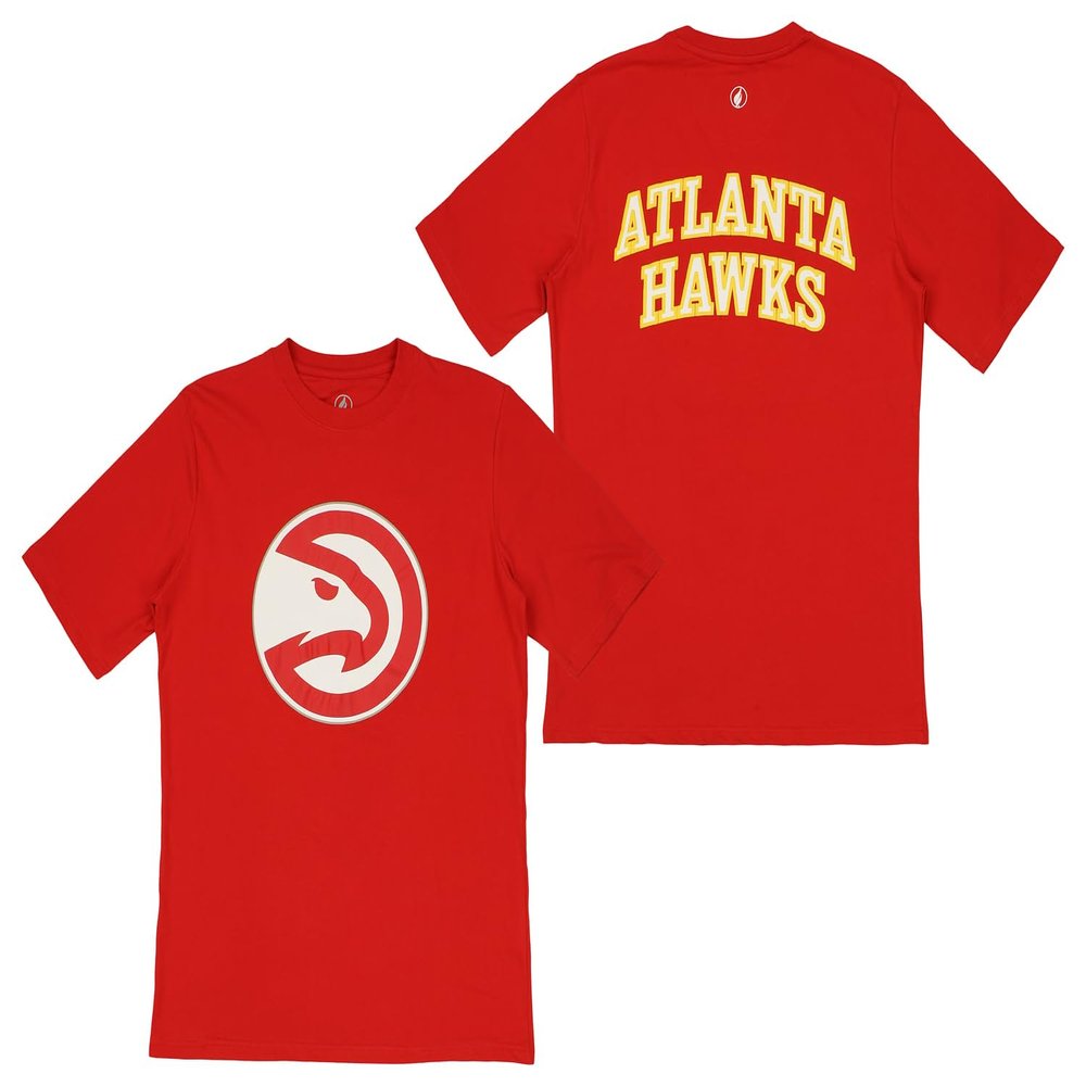 FISLL Men's NBA Team Color, Name and Logo Premium Short Sleeve T-Shirt, Atlanta Hawks, Small