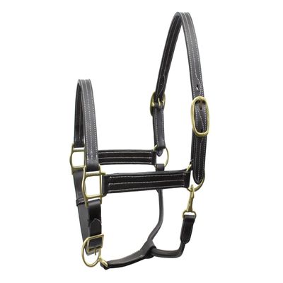 Derby Originals Premium Leather Horse Halter Triple-Stitched Double-Layer Design with Throat Snap Adjustable Crown & Noseband, Solid Brass Hardware 1-Year Warranty