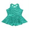 Hedmy Kids Girls Sleeveless Sequins Dance Dress Halter Shiny Latin Jazz Dance Costume Ballet Leotard Unitard Lake Green 10 Years view 3