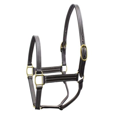 Derby Originals Triple-Stitched Leather Horse Halter Premium Double-Layer Design with Brass Hardware No Throat Snap for Safety, Classic Track Style One-Year Warranty