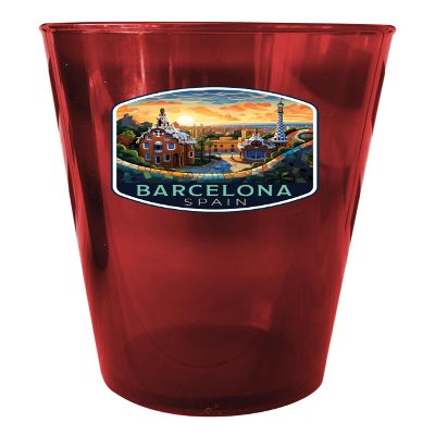 R and R Imports Barcelona Spain Design B Souvenir Plastic 16 oz pint Red Single