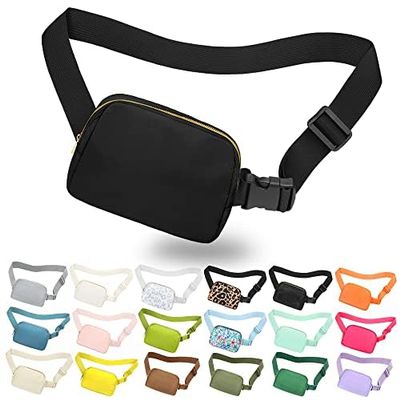 Waist Pack with Strap, 4ucycling Waist Pack, Running Belt Bag with Phone Holder for Men and Women, Easy Carry Crossbody Bags, Messenger Bag (BLACK)