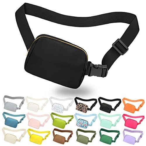 Waist Pack with Strap, 4ucycling Waist Pack, Running Belt Bag with Phone Holder for Men and Women, Easy Carry Crossbody Bags, Messenger Bag (BLACK)
