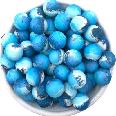 10pcs Ocean Blue Silicone Beads 15mm, Ocean Silicone Beads, Flower Silicone Bead, Jewelry Beads, Beads for Keychains