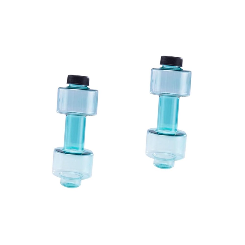 BESPORTBLE 2pcs Dumbbell Water Bottle Plastic Sports Flask for Fitness Low Temperature Resistant for Gym Exercise and Outdoor Activities Green