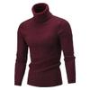 SWJGLITTR Men's Turtleneck Knitted Pullover Casual Skinny Twist Patterned Sweaters Cable Long Sleeve High Collar Sweaters (Small,Wine Red) view 1