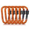 6 Pack Orange Small Locking Carabiner, 3 Inch Aluminum D-Shape Snap Hook with Screw Gate for Hiking, Camping, Fishing&Backpack(Not for Climbing)