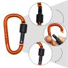 6 Pack Orange Small Locking Carabiner, 3 Inch Aluminum D-Shape Snap Hook with Screw Gate for Hiking, Camping, Fishing&Backpack(Not for Climbing) view 2