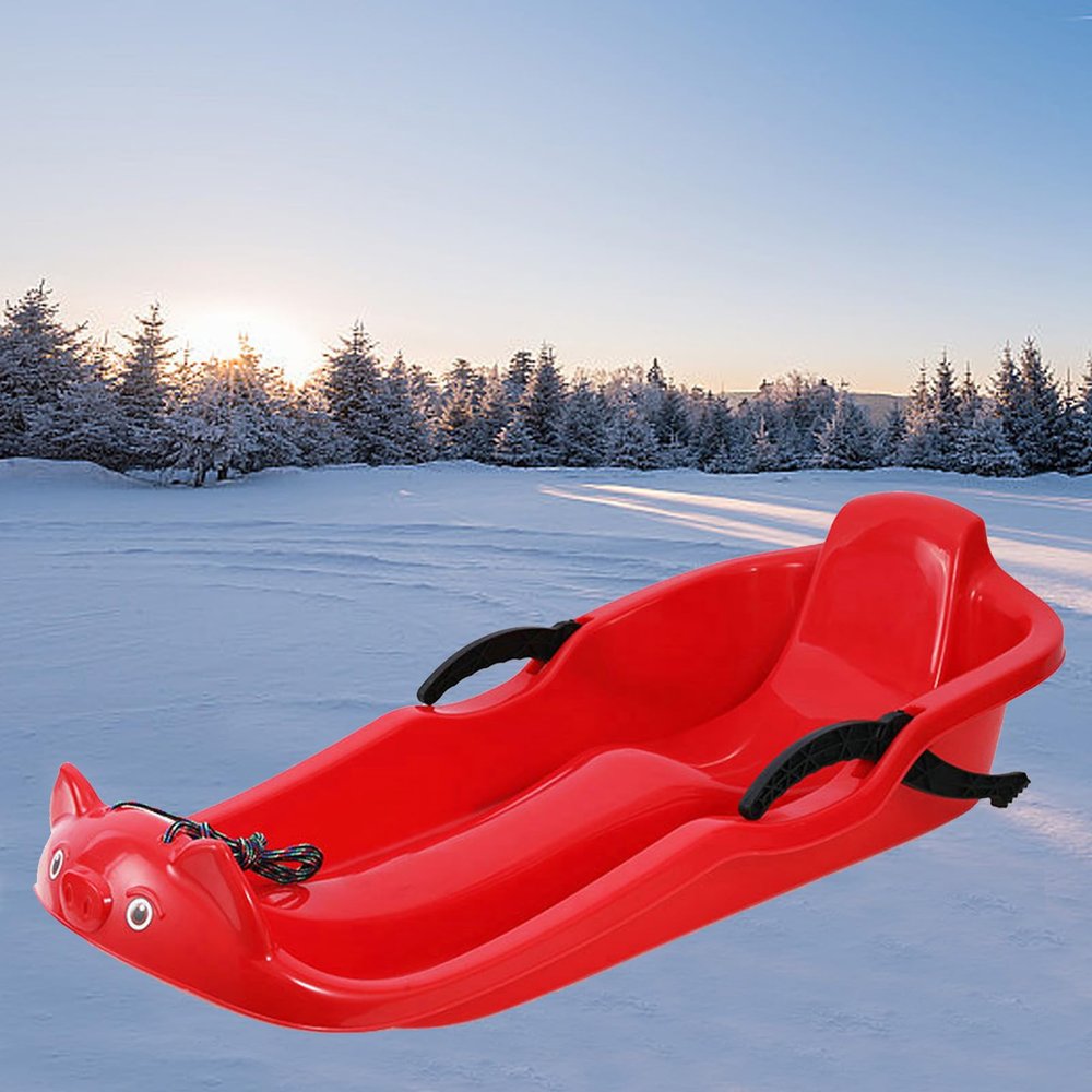 TUOYIBO Two-Handle Children's Sledges, Frost-Resistant and Wear-Resistant Sledges, Two-Person Padded Sledges, Sledges with Backrests