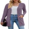 Askyes Womens Cardigan Sweater Cute Work Warm Elegant Cardigans Open Front Long Sleeve Cardigan for Women,Purple,XL view 1