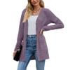Askyes Womens Cardigan Sweater Cute Work Warm Elegant Cardigans Open Front Long Sleeve Cardigan for Women,Purple,XL view 2