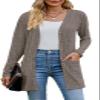 Askyes Cardigan Sweater for Women Lightweight Fall Winter Open FrontLong Sleeve Dressy Work Cardigan with Pockets,L Brown view 1
