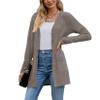 Askyes Cardigan Sweater for Women Lightweight Fall Winter Open FrontLong Sleeve Dressy Work Cardigan with Pockets,L Brown view 2
