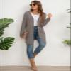 Askyes Cardigan Sweater for Women Lightweight Fall Winter Open FrontLong Sleeve Dressy Work Cardigan with Pockets,L Brown view 4