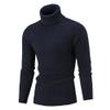 SWJGLITTR Men's Turtleneck Knitted Pullover Casual Skinny Twist Patterned Sweaters Cable Long Sleeve High Collar Sweaters (Large,Dark Blue) view 1