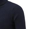 SWJGLITTR Men's Turtleneck Knitted Pullover Casual Skinny Twist Patterned Sweaters Cable Long Sleeve High Collar Sweaters (Large,Dark Blue) view 4