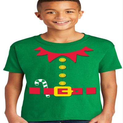 DIRTYRAGZ Elf Costume Shirts for Kids Boys & Girls - Matching Family Unisex Christmas Elves T-Shirt, Green, Youth M