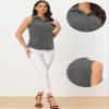 Allegra K Button Down Denim Shirt for Women's Dressy Casual Sleeveless Lapel V Neck Collared Chambray Top Large Dark Grey view 2