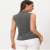 Allegra K Button Down Denim Shirt for Women's Dressy Casual Sleeveless Lapel V Neck Collared Chambray Top Large Dark Grey view 3