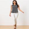 Allegra K Button Down Denim Shirt for Women's Dressy Casual Sleeveless Lapel V Neck Collared Chambray Top Large Dark Grey view 4