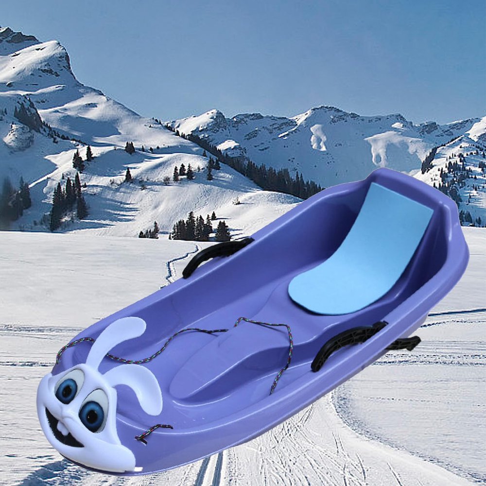 Sleds for Kids, Plastic Snow Sled, Kids Sleds for Snow with 2 Handles and Pull Ropes, Thickened Sled