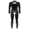 YiZYiF Womens Latex Jumpsuit Sleeveless Hollowing Out One Piece Outfits Bodycon Party Club Rompers Open Black B XX-Large view 2