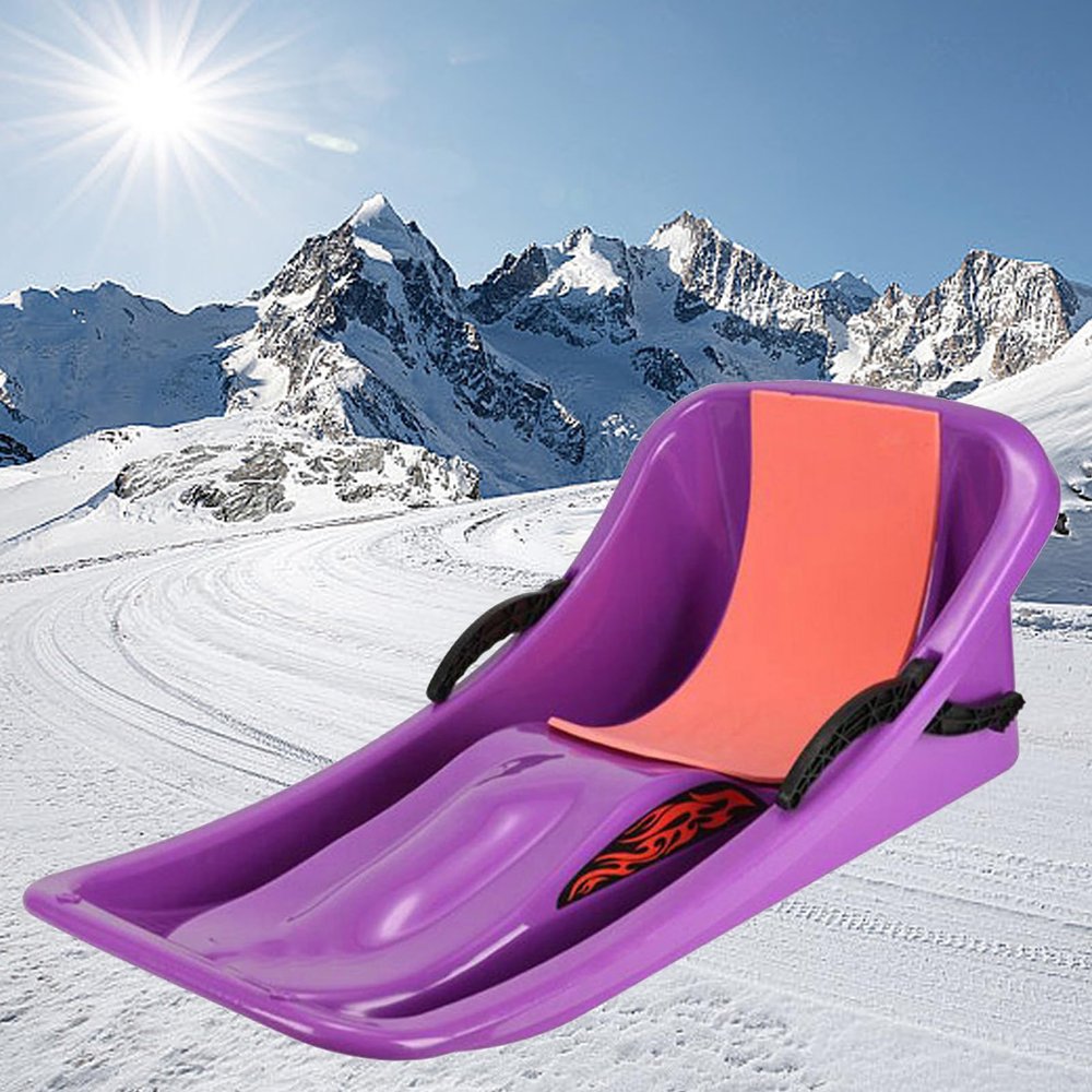 Double Thickened Sled, Snow Sledge with Backrest, Double Handle Children'S Sled, Anti-Freeze and Wear-Resistant Sled