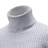SWJGLITTR Men's Turtleneck Knitted Pullover Casual Skinny Twist Patterned Sweaters Cable Long Sleeve High Collar Sweaters (Medium,Light Gray) view 2
