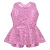 Hedmy Kids Girls Sleeveless Sequins Dance Dress Halter Shiny Latin Jazz Dance Costume Ballet Leotard Unitard Pink 12 Years view 1