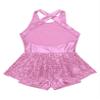 Hedmy Kids Girls Sleeveless Sequins Dance Dress Halter Shiny Latin Jazz Dance Costume Ballet Leotard Unitard Pink 12 Years view 4