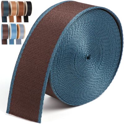 PECMER Webbing 1.5 Inch- 6 Yards Polyester 1.5 Webbing Strap Dark Brown Blue for Bags-Cotton Webbing 1.5 Inch for Purse Straps Ribbon 1 1/2 inch (Dark Brown Blue)