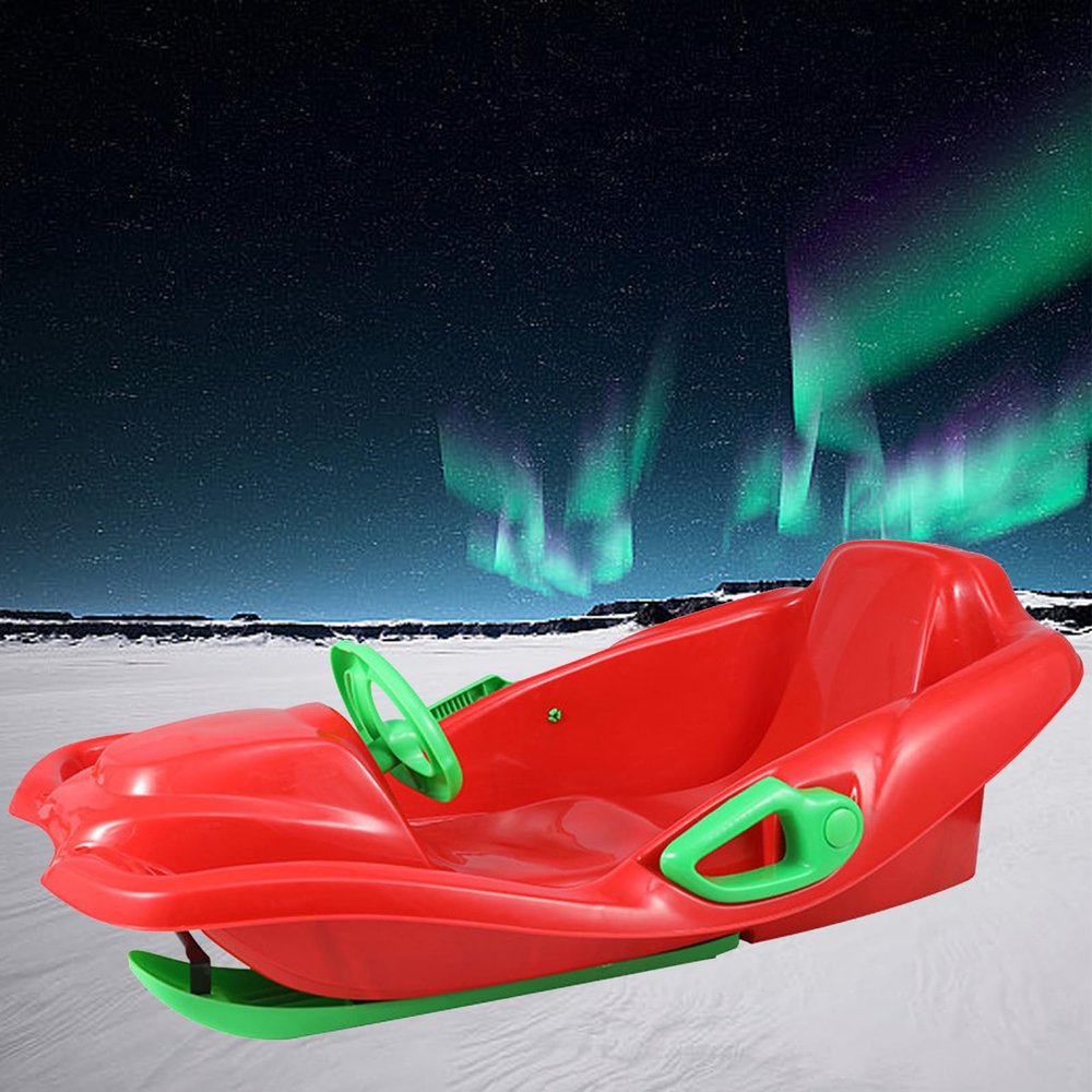 Children's Sledge, Thickened Double Sledge, Multi-Coloured Sledges, Snow Sledge with Backrest, Plastic Sledge