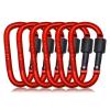 6 Pack Red Small Locking Carabiner, 3 Inch Aluminum D-Shape Snap Hook with Screw Gate for Hiking, Camping, Fishing&Backpack(Not for Climbing) view 1