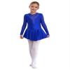 Shinsto Kids Girls Figure Ice Skating Dress Long Sleeve Winter Sport Gymnastic Leotard Skirted Royal Blue 8 Years view 3