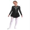 Shinsto Kids Girls Figure Ice Skating Dress Long Sleeve Winter Sport Gymnastic Leotard Skirted Black 10 Years view 1