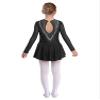 Shinsto Kids Girls Figure Ice Skating Dress Long Sleeve Winter Sport Gymnastic Leotard Skirted Black 10 Years view 2