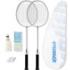 MBFISH Badminton Racket Set with 2 Carbon Fiber Rackets, 3 Shuttlecocks, 2 Replacement Racket Grip Tapes and 1 Badminton Bag - Perfect for Beginners & Outdoor Games 4U Sliver 2P view 1
